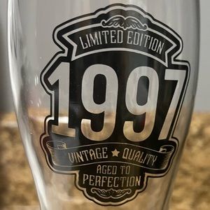 Birthday Year “1997 Vintage*Quality, Aged To Perfection”, Beer Glass, New